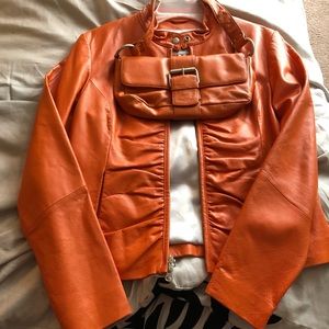 Leather jacket and purse